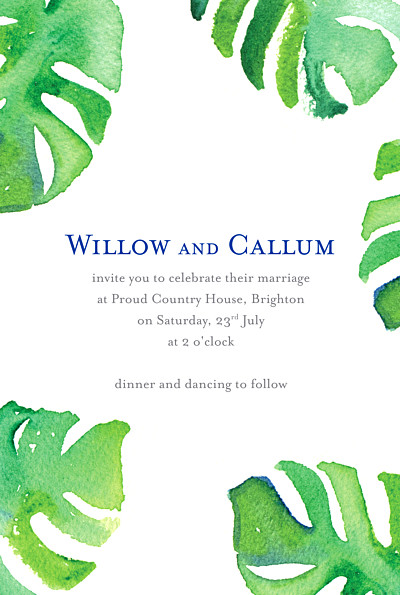 Wedding Invitations Acapulco white & green finition Wedding Invitations Acapulco white & green finition