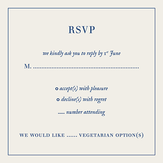 RSVP Cards Natural Chic (square) Blue - Front