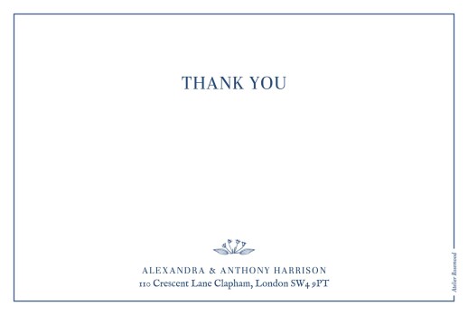 Wedding Thank You Cards Natural Chic Blue - Back