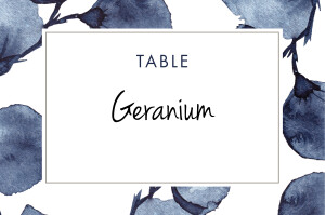 Wedding Table Numbers Deep Floral Blue