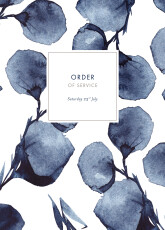 Wedding Order of Service Booklet Covers Deep Floral Blue