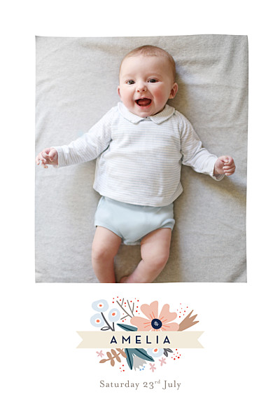 Christening Invitations Floral ribbon white finition Christening Invitations Floral ribbon white finition