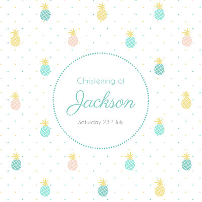 Christening Invitations Pineapple green finition Christening Invitations Pineapple green finition