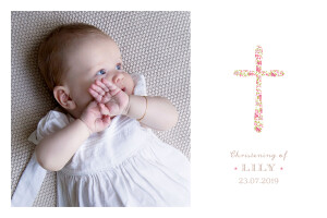 Baby Thank You Cards Liberty Cross Landscape Pink