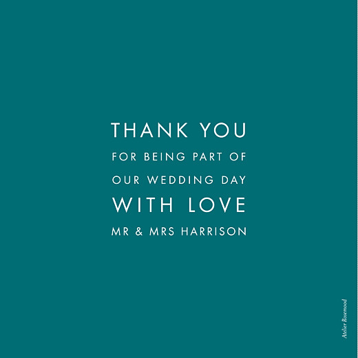 Wedding Thank You Cards Modern Peacock Blue - Front