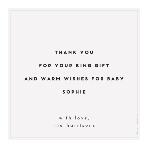 Baby Thank You Cards Chic Medallion White - Back