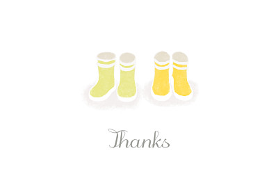 Baby Thank You Cards Wellies (twins) yellow finition Baby Thank You Cards Wellies (twins) yellow finition