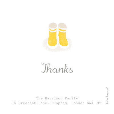 Baby Thank You Cards Wellies (photo) yellow finition Baby Thank You Cards Wellies (photo) yellow finition
