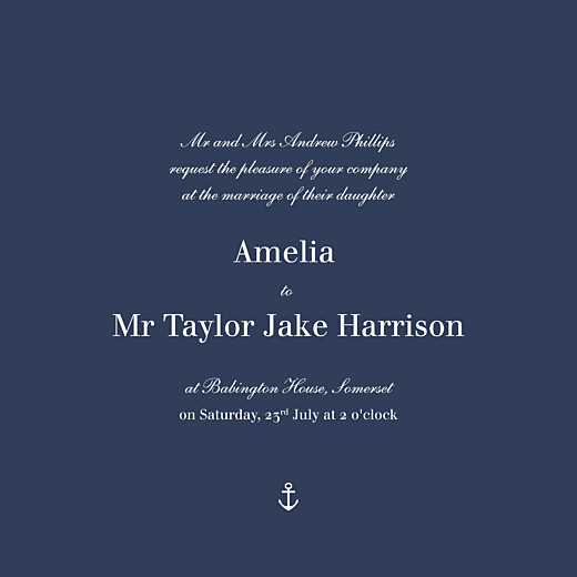 Wedding Invitations Nautical Blue - Front Wedding Invitations Nautical Blue - Front