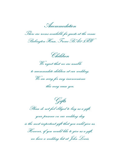 Guest Information Cards Tradition green Guest Information Cards Tradition green
