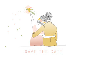 Save The Dates Lovely Couple Pink