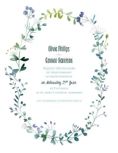 Wedding Invitations Watercolour Meadow Pink - Front