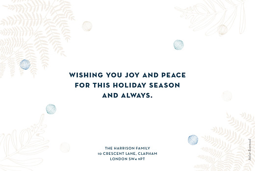 Christmas Cards 2022 Festive Ferns Blue - Back Christmas Cards 2022 Festive Ferns Blue - Back
