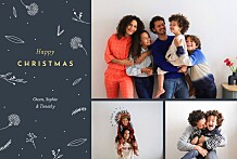 Christmas Cards Festive foliage 3 photos blue Christmas Cards Festive foliage 3 photos blue