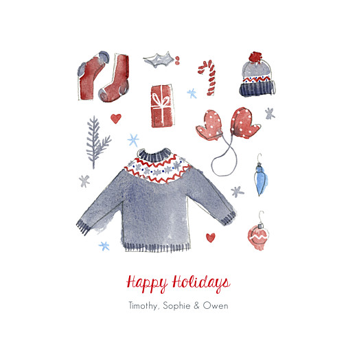 Christmas Cards 2022 Warmest Wishes Red Blue - Front