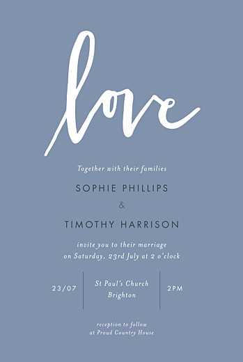 Wedding Invitations Love letters (small) blue