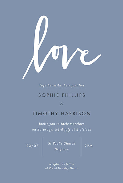 Wedding Invitations Love letters (small) blue finition
