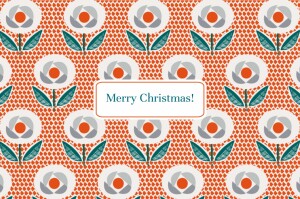 Christmas Cards Retro flowers red Christmas Cards Retro flowers red
