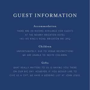 Guest Information Cards English Garden Blue