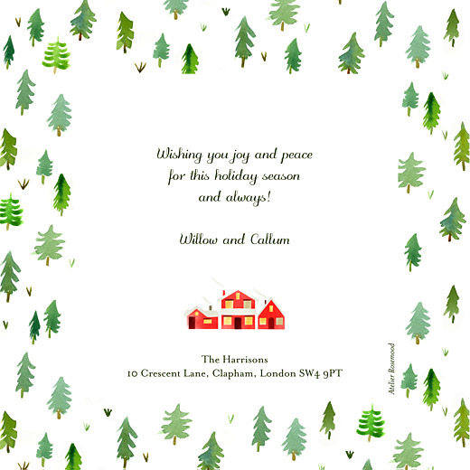 Christmas Cards 2022 Evergreen Green Red - Back