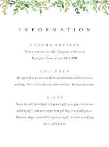 Guest Information Cards Canopy Green