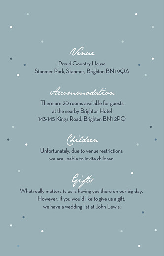 Guest Information Cards Summer Night Blue - Front