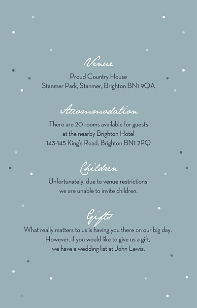 Guest Information Cards Summer night blue finition