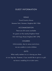 Guest Information Cards Sparks Fly Navy Blue