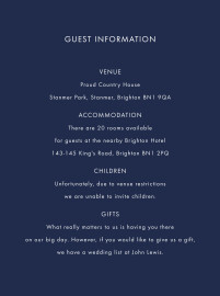 Guest Information Cards Sparks Fly Navy Blue