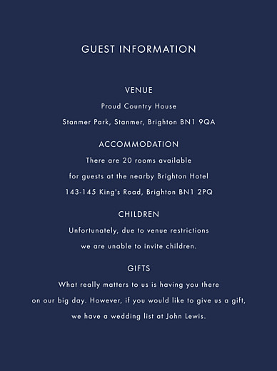 Guest Information Cards Sparks fly navy blue Guest Information Cards Sparks fly navy blue
