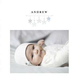 Baby Announcements Liberty Origami Stars 2 Photos Blue