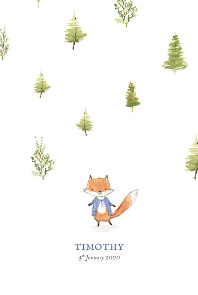 Baby Announcements Watercolour fox photo blue finition Baby Announcements Watercolour fox photo blue finition