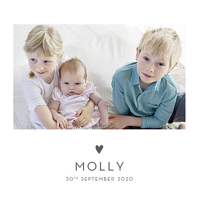 Baby Announcements Lovely heart photo gray finition Baby Announcements Lovely heart photo gray finition