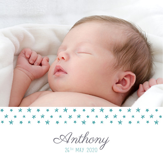 Baby Announcements Starry Ribbon Blue - Front Baby Announcements Starry Ribbon Blue - Front