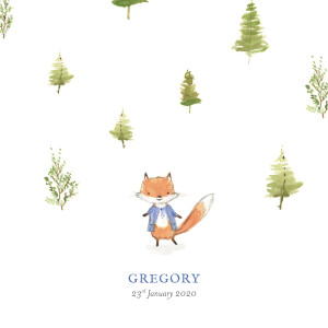 Baby Announcements Watercolour Fox Photo (4 pages) Blue