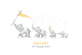 Baby Announcements Elephant Family Of 4 Yellow