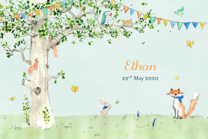 Baby Announcements Woodland storybook photo blue Baby Announcements Woodland storybook photo blue