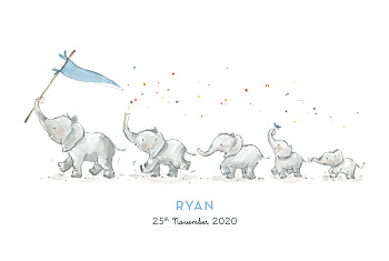 Elephant family of 5 blue baby announcements Elephant family of 5 blue baby announcements