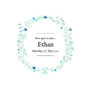 Baby Announcements Rustic Floral Photo (4 pages) Blue