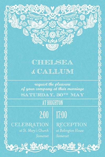 Wedding Invitations Papel picado (small) blue finition Wedding Invitations Papel picado (small) blue finition