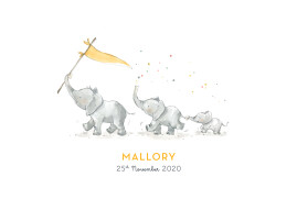Baby Announcements Elephant Family Of 3 Yellow
