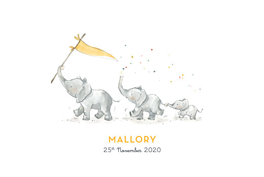 Baby Announcements Elephant Family Of 3 Yellow - Page 1