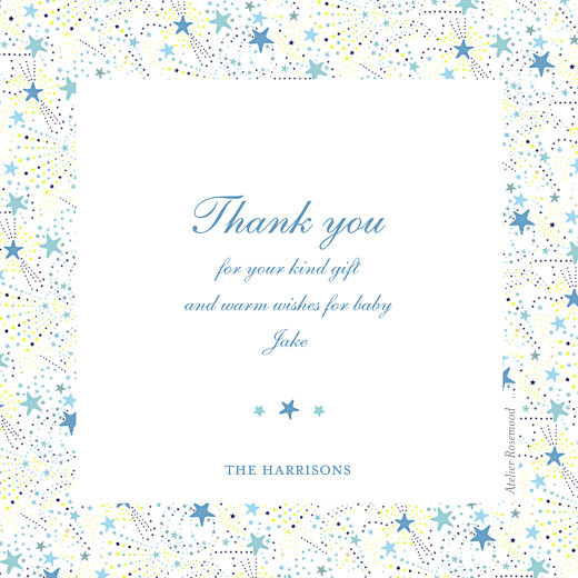 Baby Thank You Cards Liberty Stars Photo Blue - Back Baby Thank You Cards Liberty Stars Photo Blue - Back
