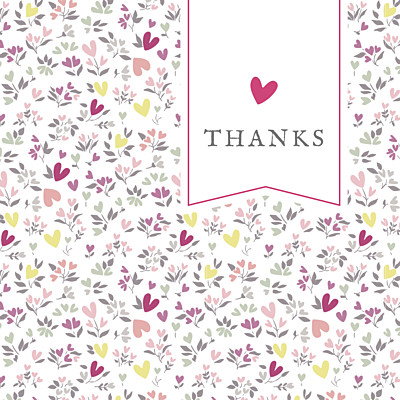 Baby Thank You Cards Liberty heart plum finition Baby Thank You Cards Liberty heart plum finition