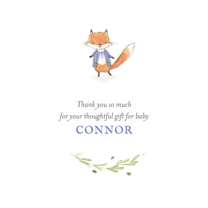 Baby Thank You Cards Watercolour Fox Photo Blue
