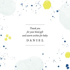 Baby Thank You Cards Petites bulles d'aquarelle bleu-jaune