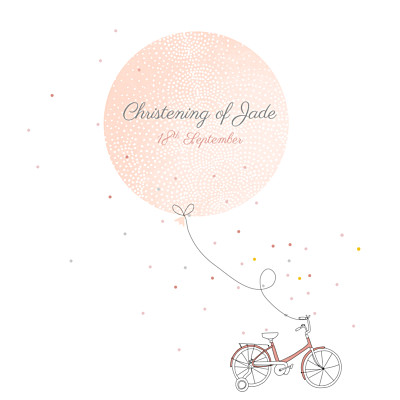 Christening Invitations Little bicycle pink finition Christening Invitations Little bicycle pink finition