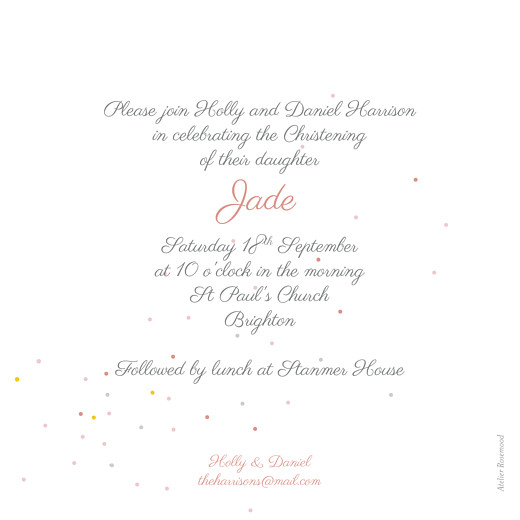 Christening Invitations Little Bicycle Pink - Back Christening Invitations Little Bicycle Pink - Back