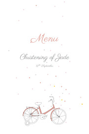Christening Menus Little Bicycle Pink