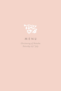 Christening Menus Pretty pastel pink Christening Menus Pretty pastel pink